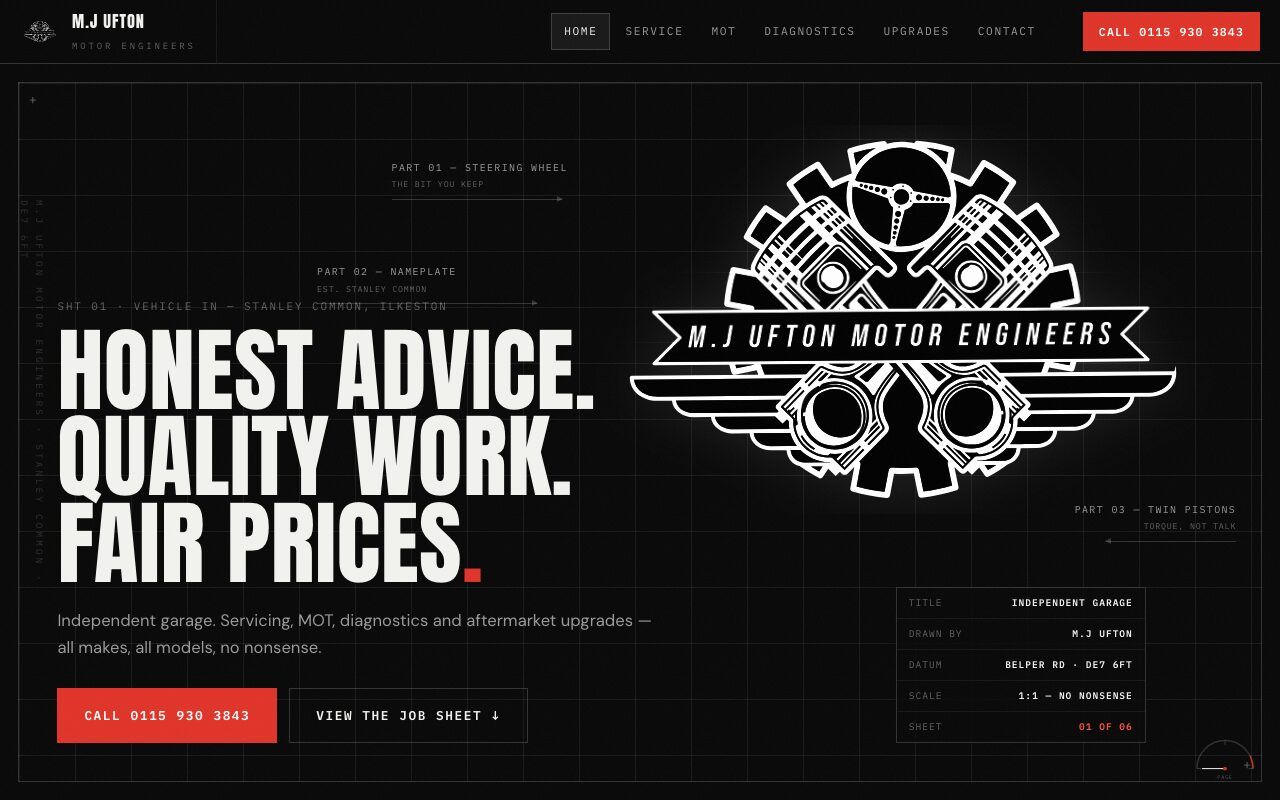 The MJ Ufton Motor Engineers website