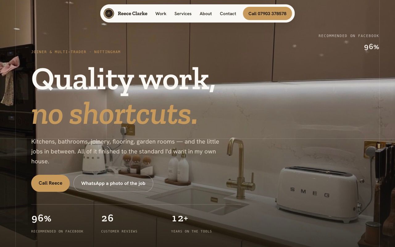 The Reece Clarke Properties website, designed by Umber Studio