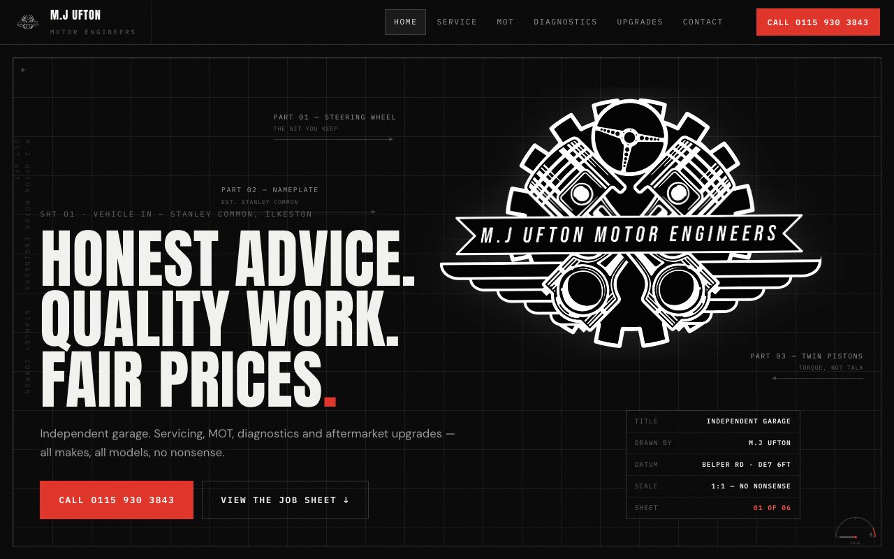 The MJ Ufton Motor Engineers website