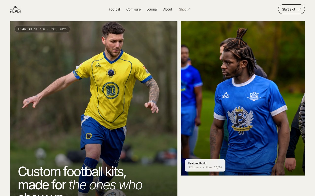 Screenshot of the Peaq Sports website